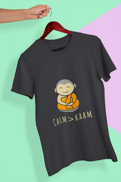 Calm or Kaam Mens Half Sleeves T-shirt- FunkyTeesClub - Funky Tees Club