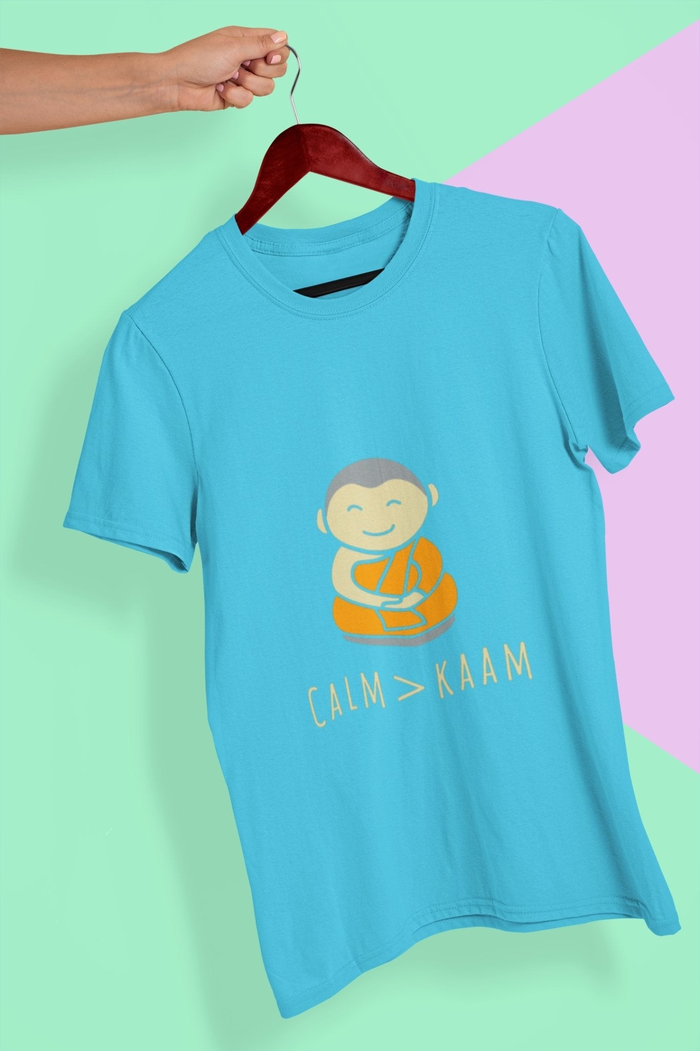 Calm or Kaam Mens Half Sleeves T-shirt- FunkyTeesClub - Funky Tees Club