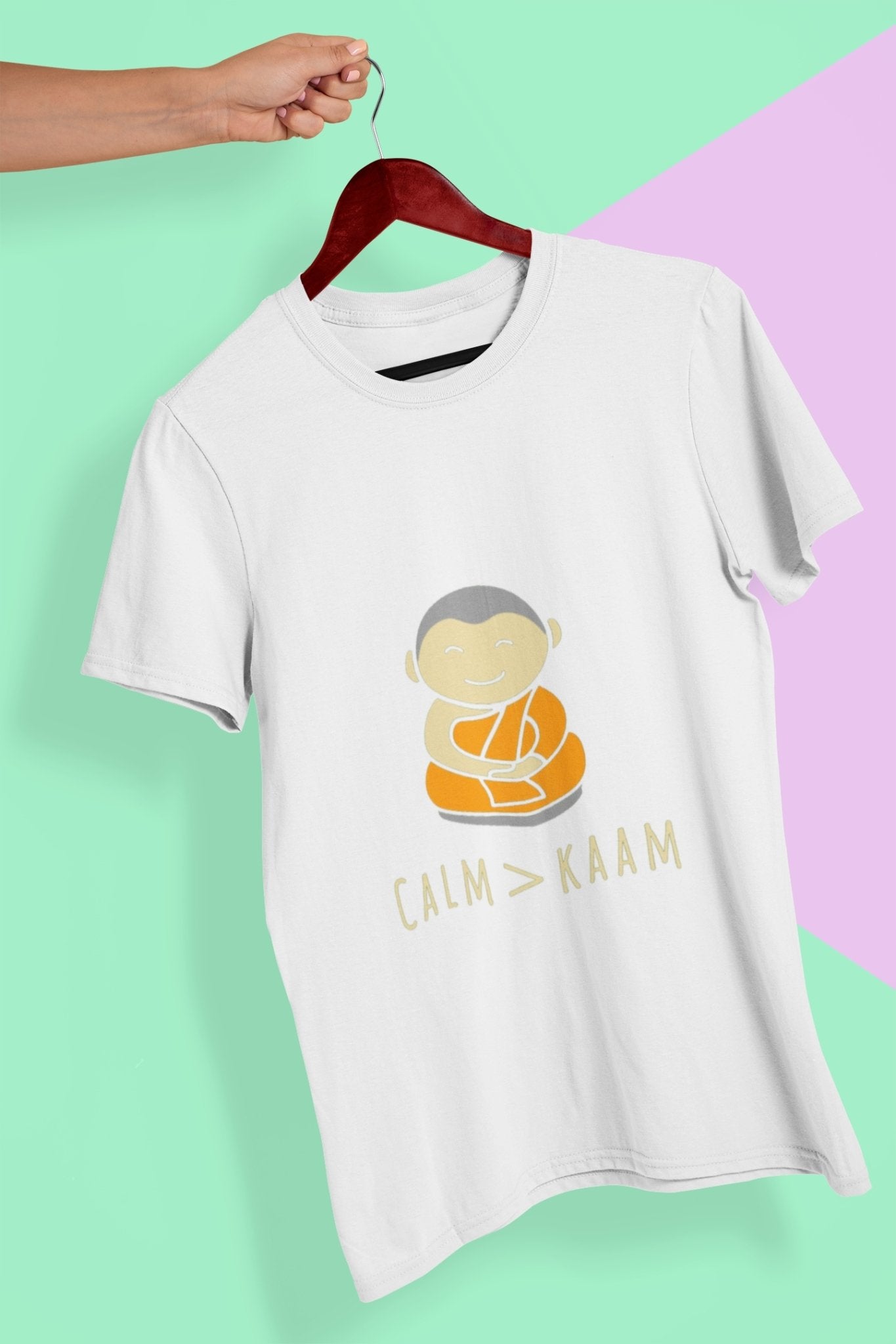 Calm or Kaam Mens Half Sleeves T-shirt- FunkyTeesClub - Funky Tees Club