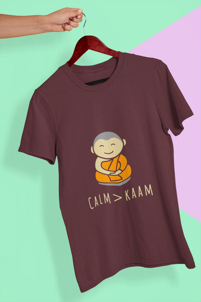 Calm or Kaam Mens Half Sleeves T-shirt- FunkyTeesClub - Funky Tees Club