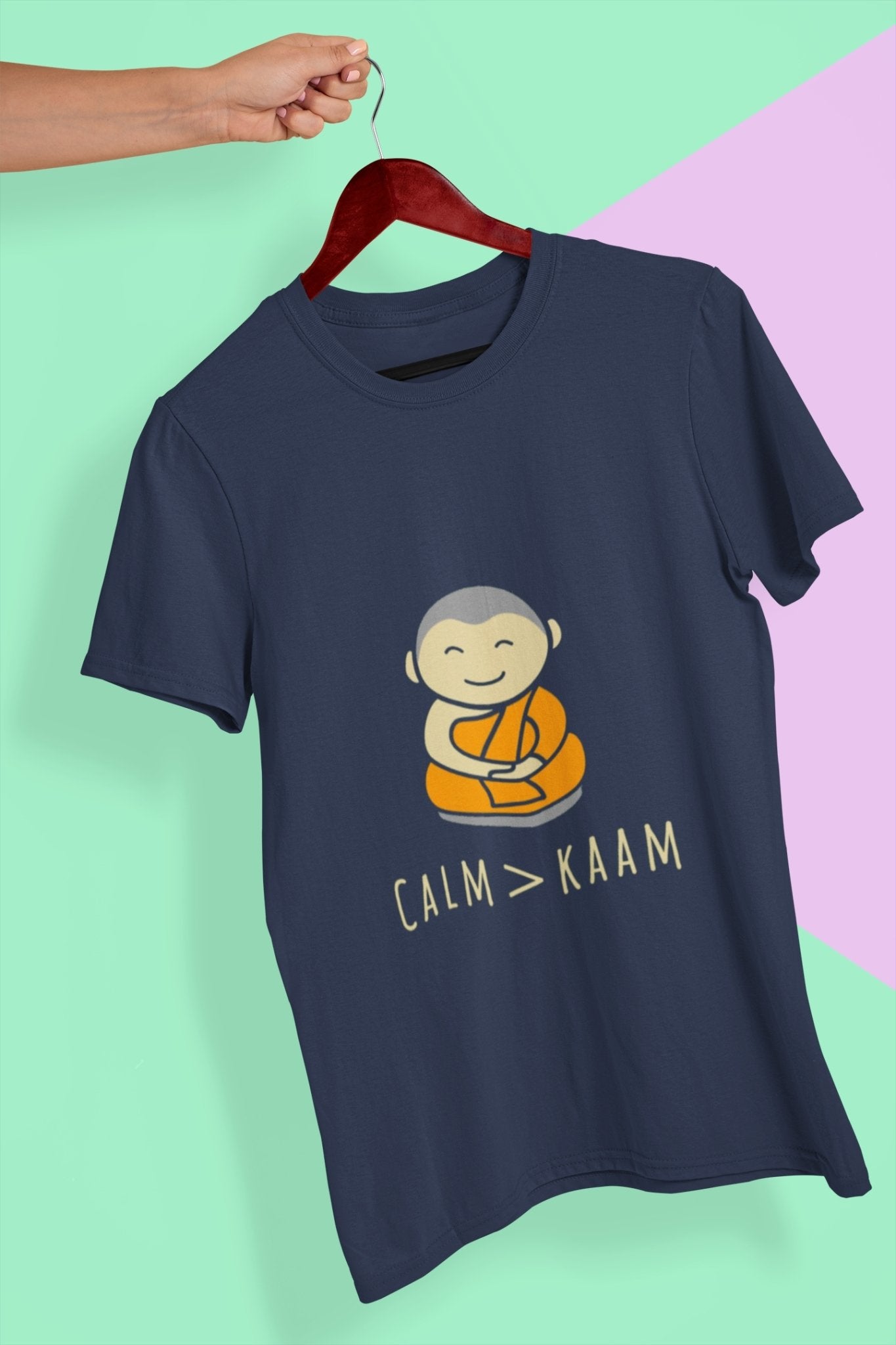 Calm or Kaam Mens Half Sleeves T-shirt- FunkyTeesClub - Funky Tees Club