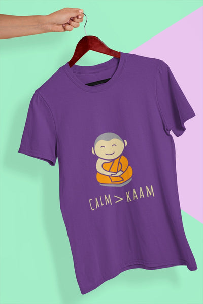 Calm or Kaam Women Half Sleeves T-shirt- FunkyTeesClub - Funky Tees Club