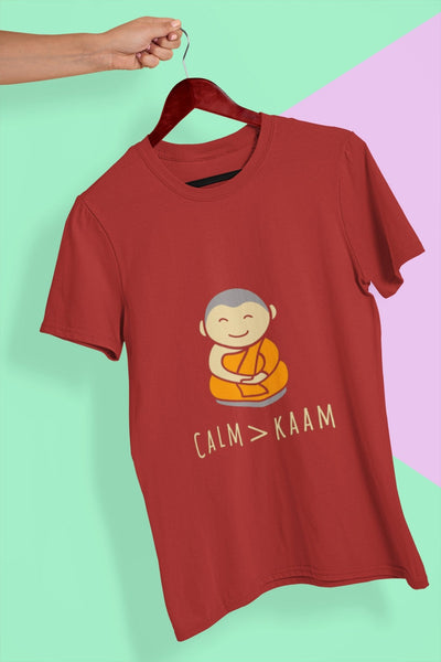 Calm or Kaam Women Half Sleeves T-shirt- FunkyTeesClub - Funky Tees Club