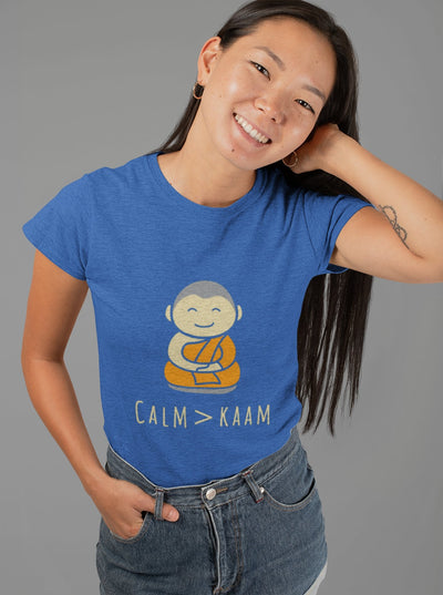 Calm or Kaam Women Half Sleeves T-shirt- FunkyTeesClub - Funky Tees Club