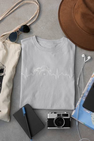 Camera Heartbeat for a Photographer Mens Half Sleeves T-shirt- FunkyTeesClub - Funky Tees Club