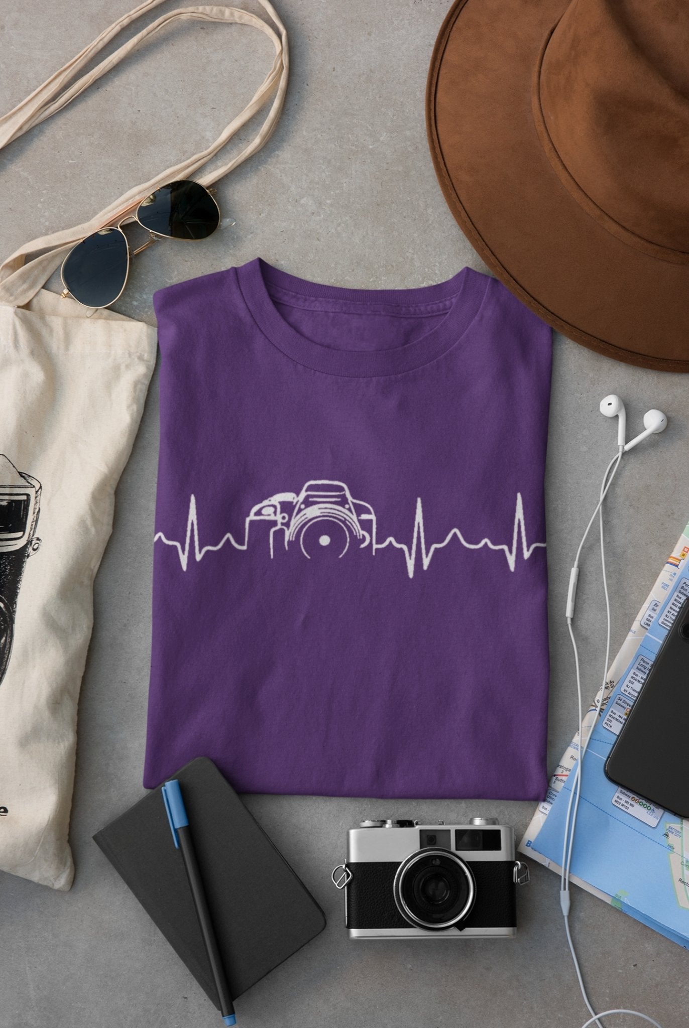 Camera Heartbeat for Photographer Women Half Sleeves T-shirt- FunkyTeesClub - Funky Tees Club