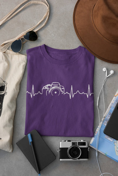 Camera Heartbeat for Photographer Women Half Sleeves T-shirt- FunkyTeesClub - Funky Tees Club