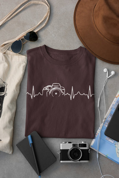 Camera Heartbeat for Photographer Women Half Sleeves T-shirt- FunkyTeesClub - Funky Tees Club