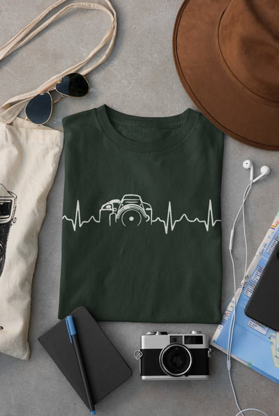 Camera Heartbeat for Photographer Women Half Sleeves T-shirt- FunkyTeesClub - Funky Tees Club