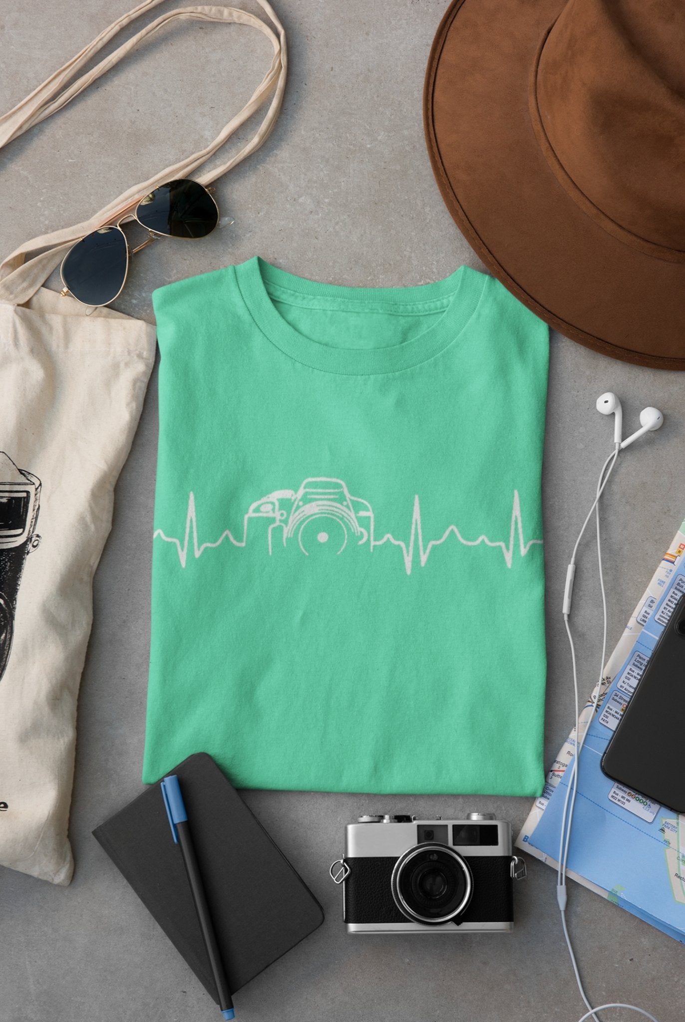 Camera Heartbeat for Photographer Women Half Sleeves T-shirt- FunkyTeesClub - Funky Tees Club