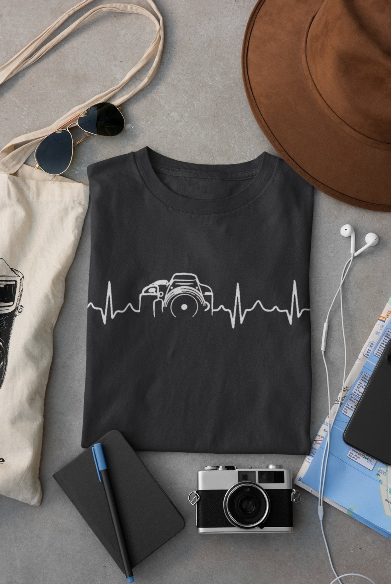 Camera Heartbeat for Photographer Women Half Sleeves T-shirt- FunkyTeesClub - Funky Tees Club