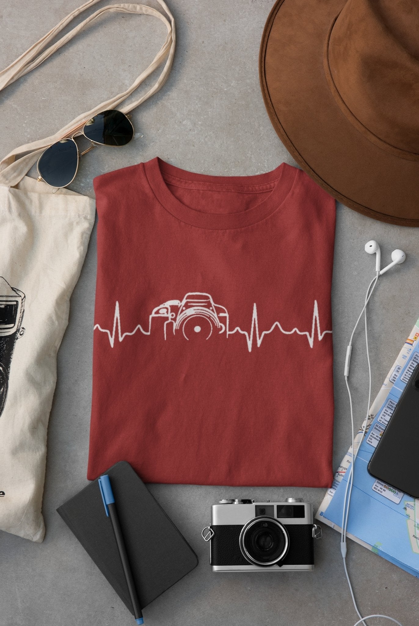 Camera Heartbeat for Photographer Women Half Sleeves T-shirt- FunkyTeesClub - Funky Tees Club