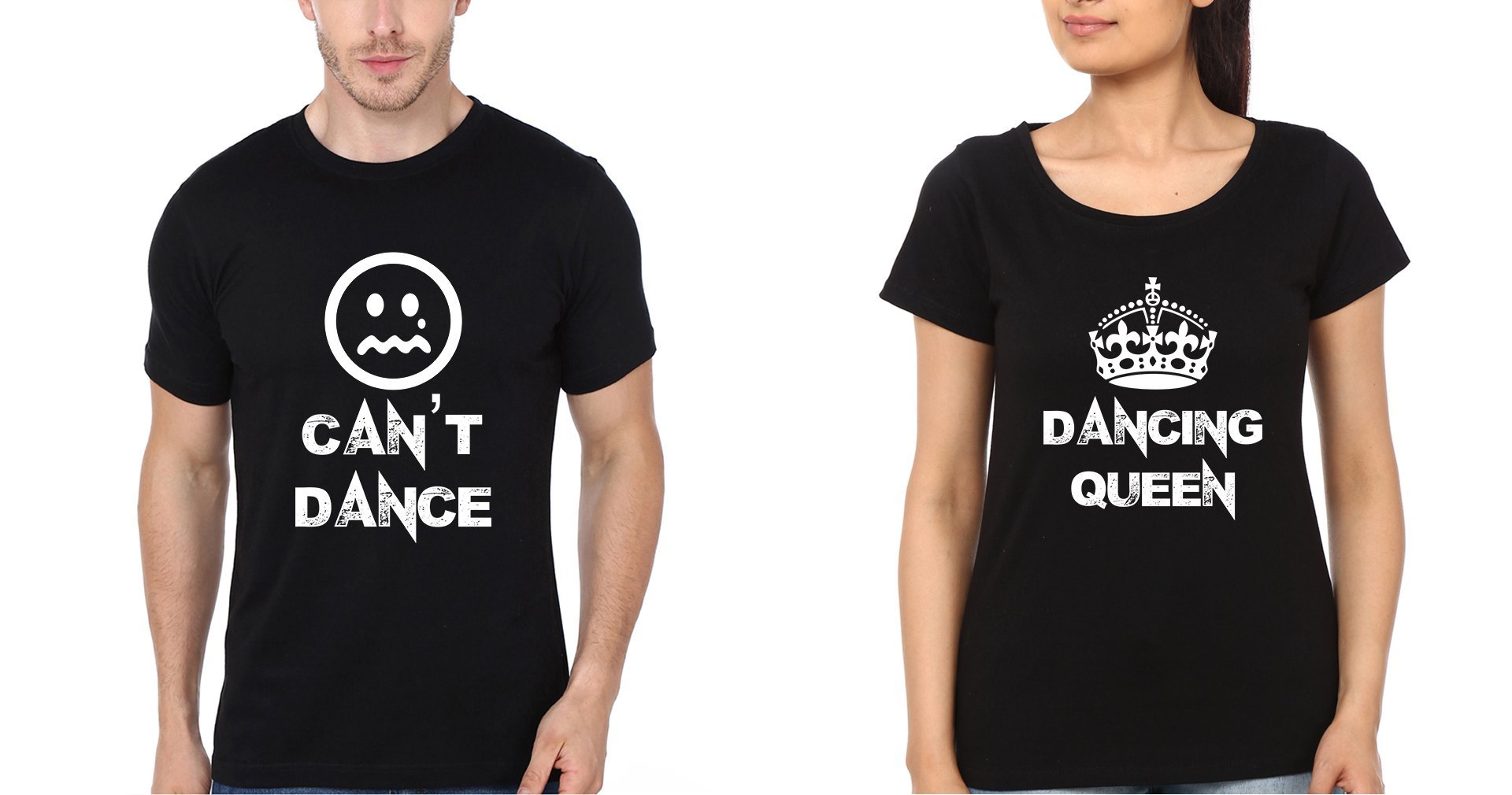 Can't Dance Dancing Queen Couple Half Sleeves T-Shirts -FunkyTees - Funky Tees Club