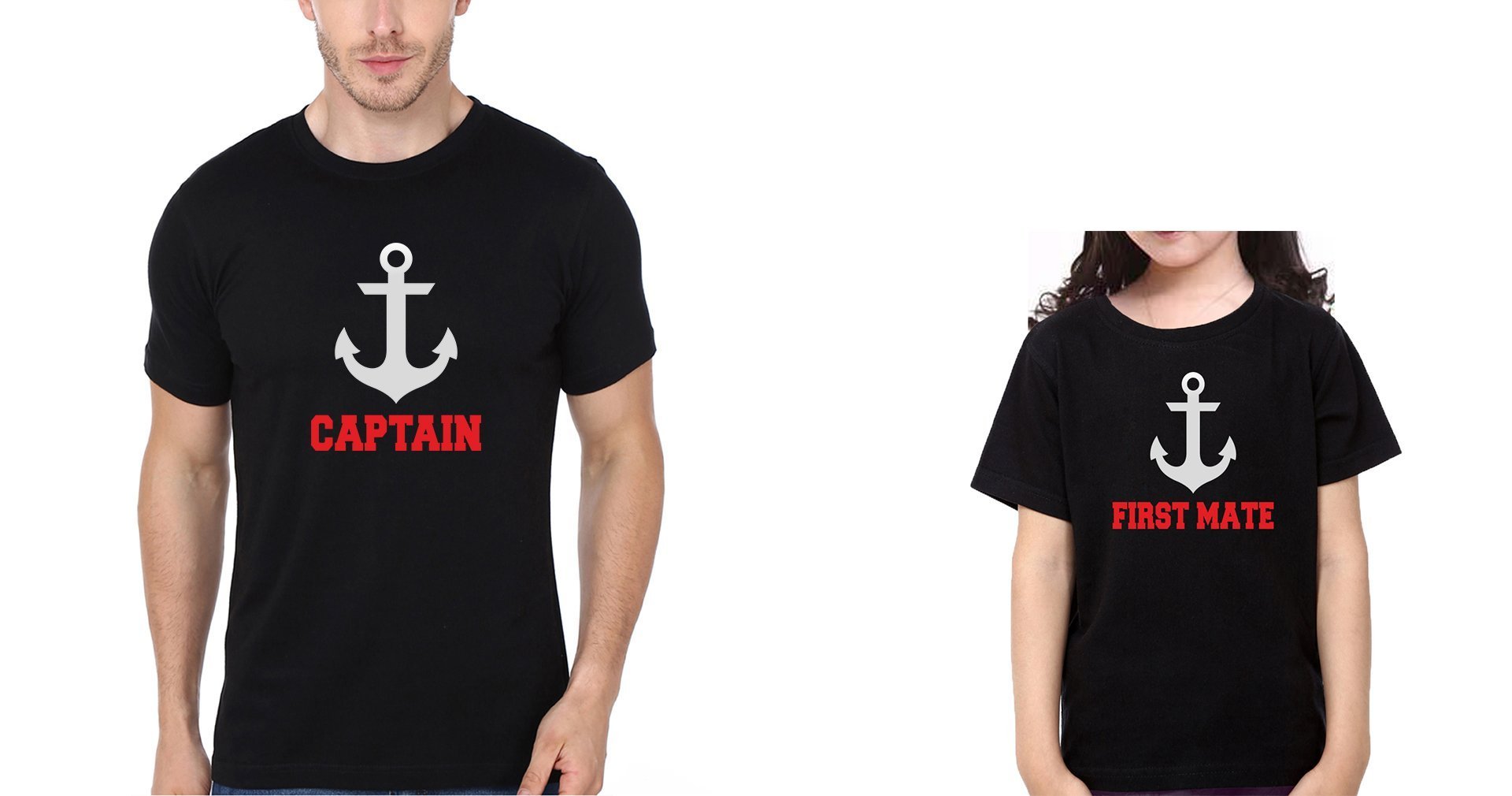 Captain First Mate Father and Daughter Matching T-Shirt- FunkyTeesClub - Funky Tees Club