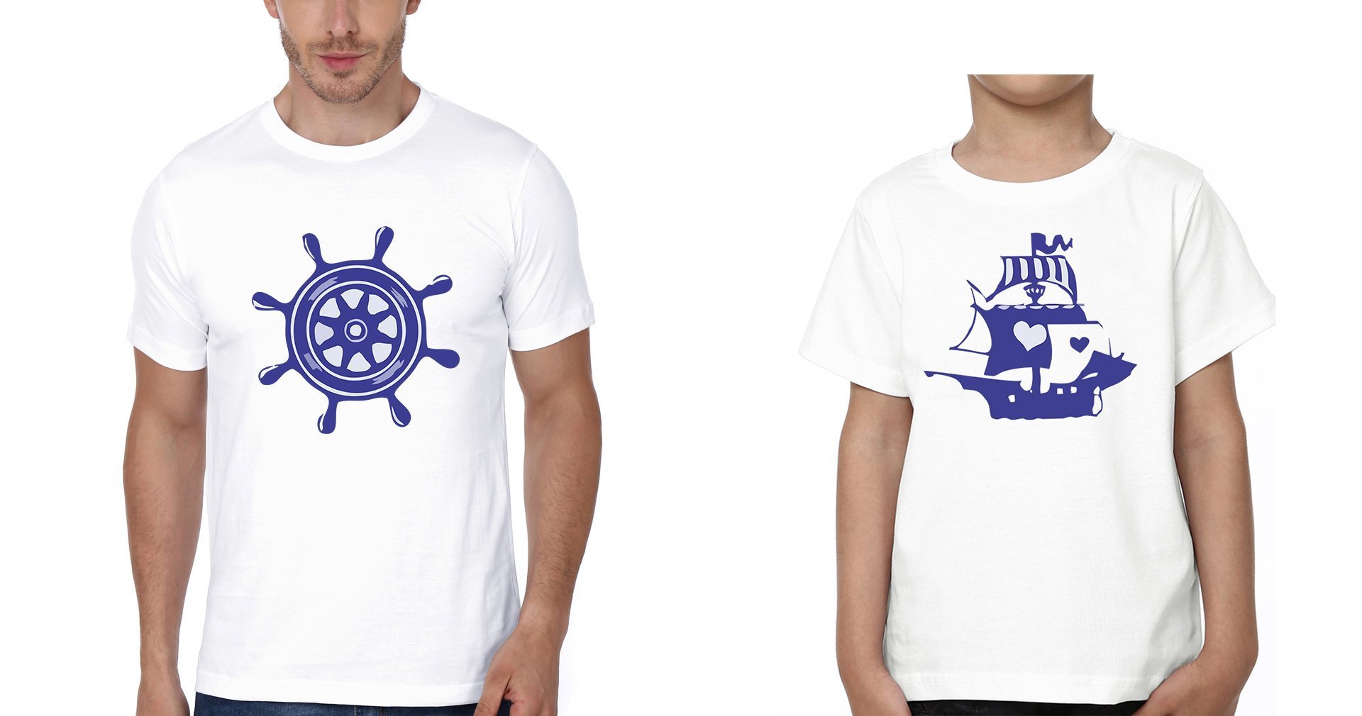 Captain Ship Father and Son Matching T-Shirt- FunkyTeesClub - Funky Tees Club