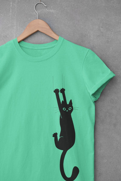Cat Scratching Mens Half Sleeves T-shirt- FunkyTeesClub - Funky Tees Club