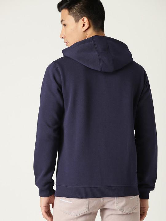 Plain Navy Blue Hoodie Sweatshirt -FunkyTeesClub