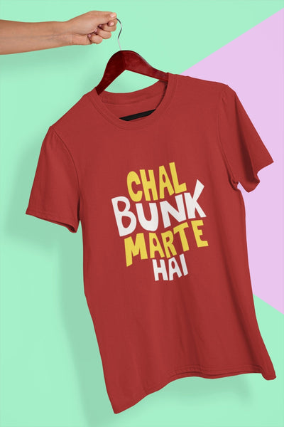 Chal Bunk Marte Hai Typography Mens Half Sleeves T-shirt- FunkyTeesClub - Funky Tees Club