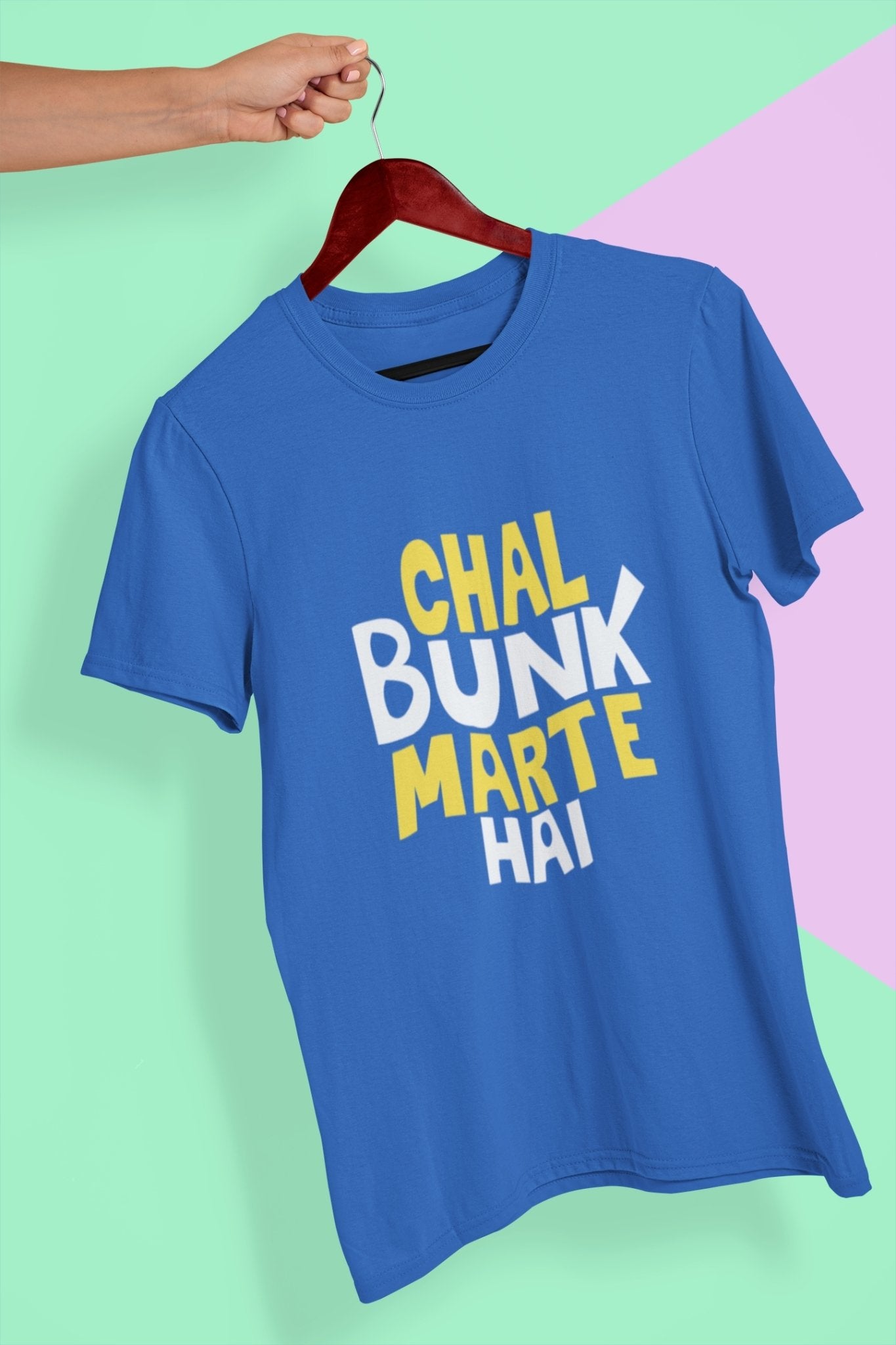 Chal Bunk Marte Hai Typography Mens Half Sleeves T-shirt- FunkyTeesClub - Funky Tees Club