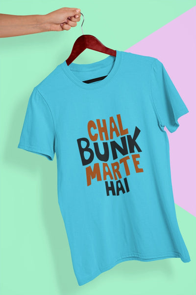 Chal Bunk Marte Hai Typography Mens Half Sleeves T-shirt- FunkyTeesClub - Funky Tees Club