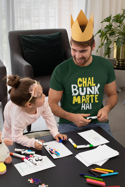 Chal Bunk Marte Hai Typography Mens Half Sleeves T-shirt- FunkyTeesClub - Funky Tees Club