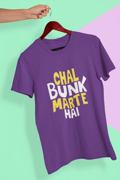 Chal Bunk Marte Hai Typography Women Half Sleeves T-shirt- FunkyTeesClub - Funky Tees Club