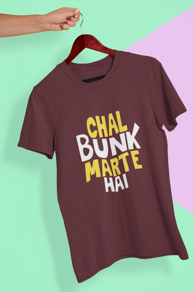 Chal Bunk Marte Hai Typography Women Half Sleeves T-shirt- FunkyTeesClub - Funky Tees Club