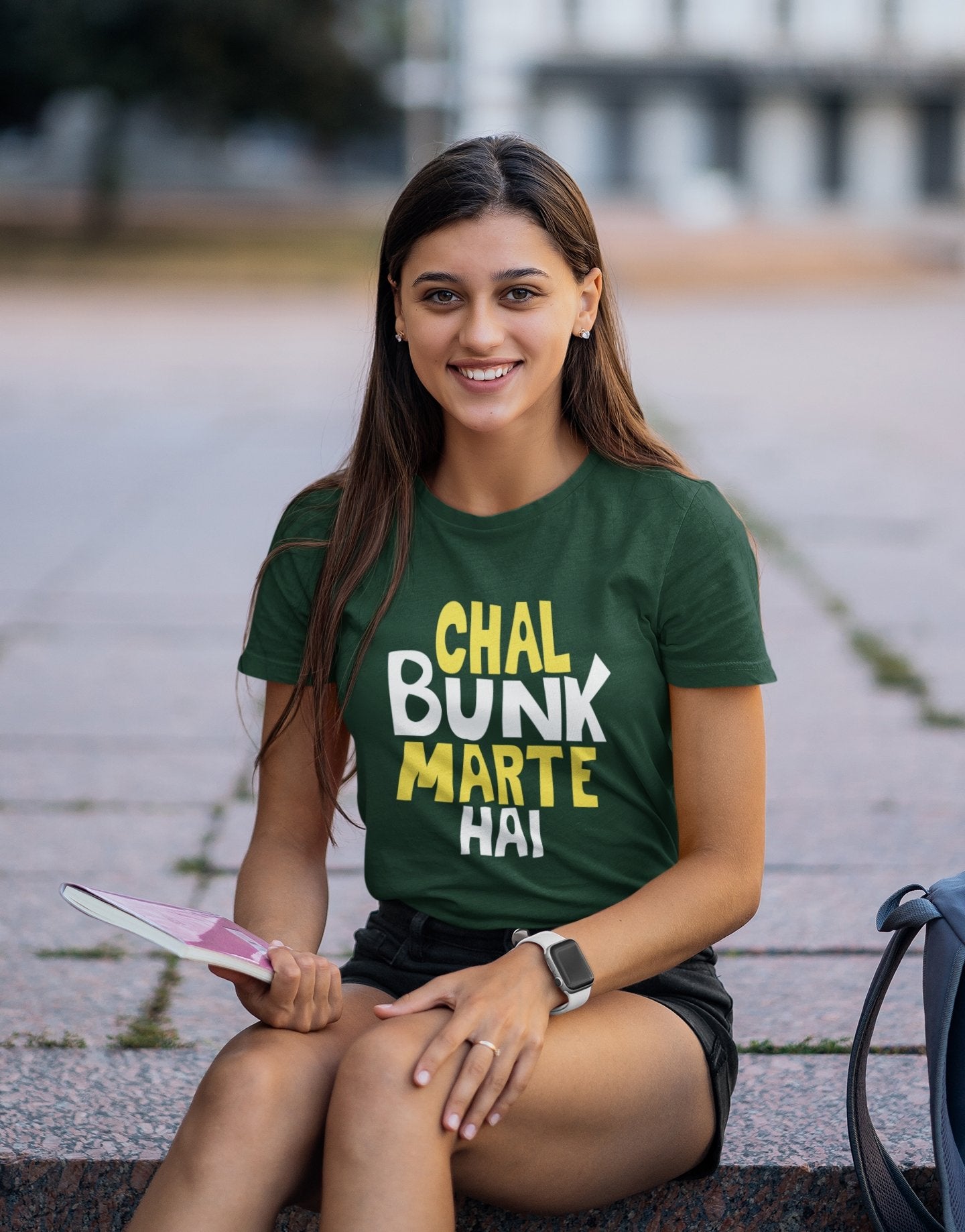 Chal Bunk Marte Hai Typography Women Half Sleeves T-shirt- FunkyTeesClub - Funky Tees Club