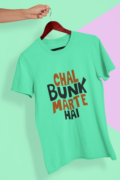 Chal Bunk Marte Hai Typography Women Half Sleeves T-shirt- FunkyTeesClub - Funky Tees Club