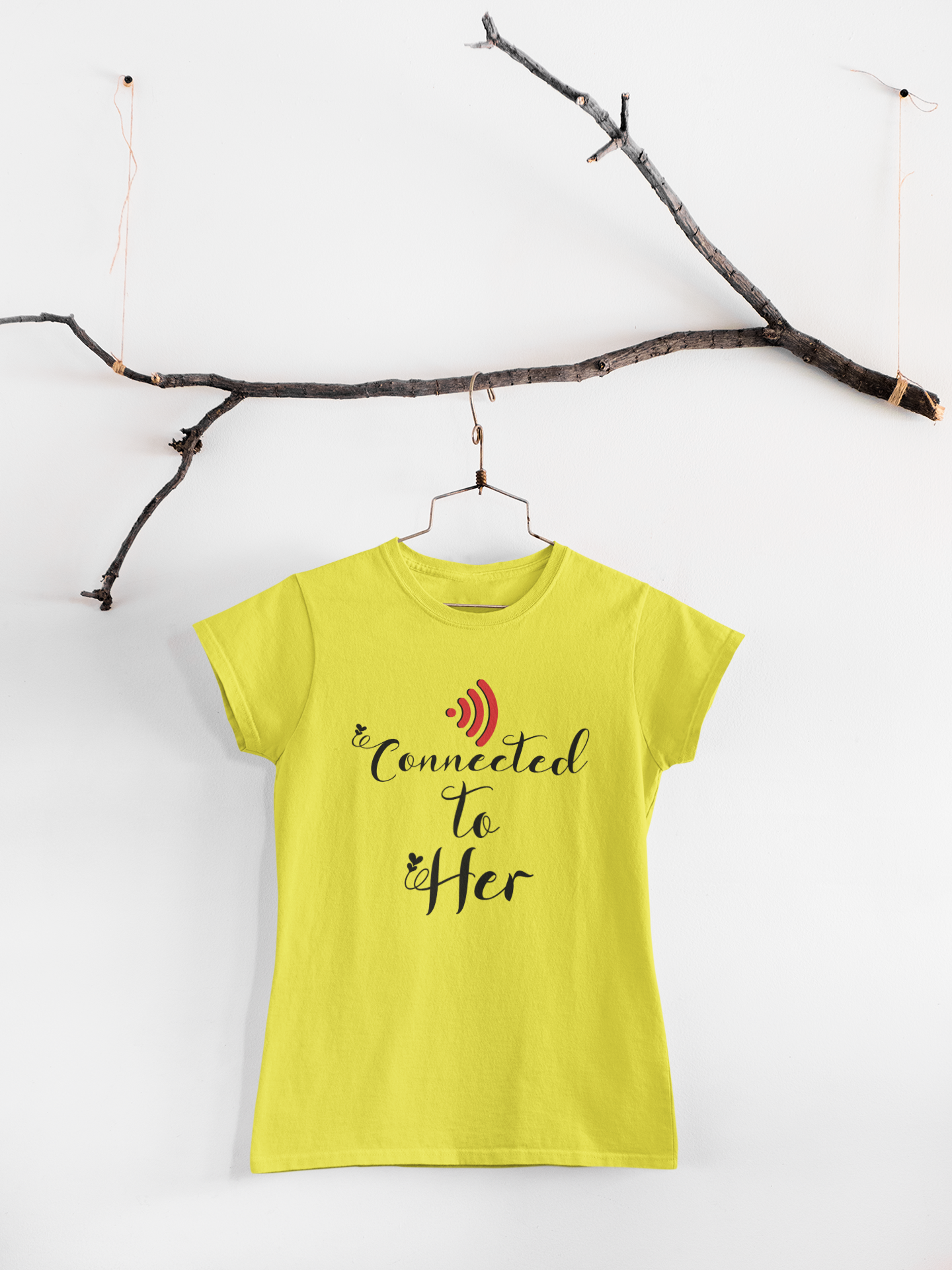 Connected To Him Couple Half Sleeves T-Shirts -FunkyTeesClub