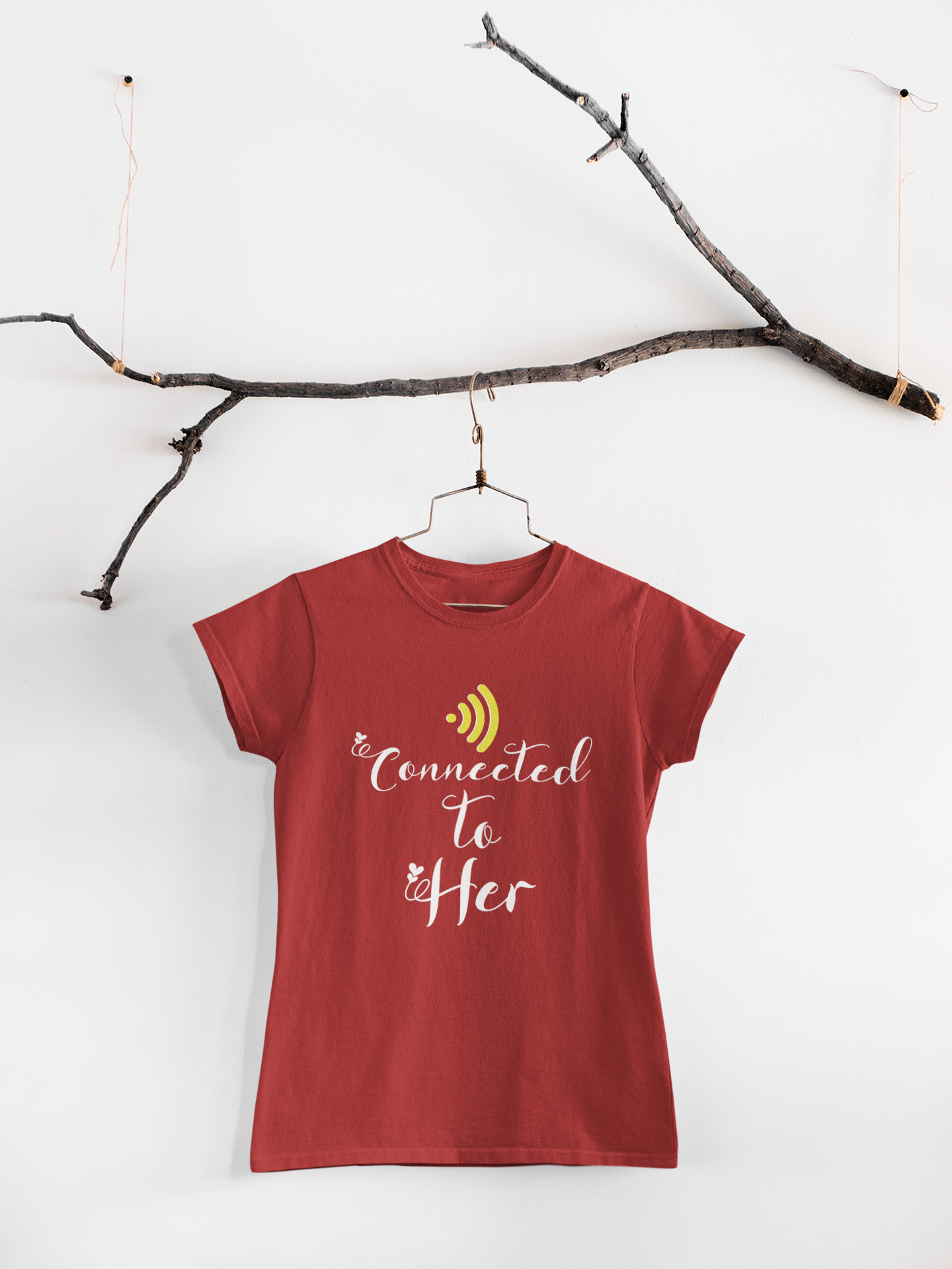 Connected To Him Couple Half Sleeves T-Shirts -FunkyTeesClub