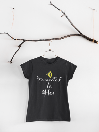 Connected To Him Couple Half Sleeves T-Shirts -FunkyTeesClub