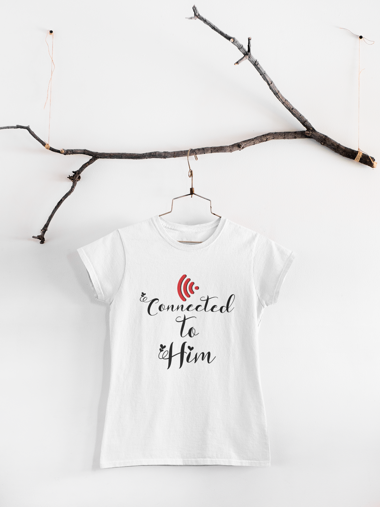 Connected To Him Couple Half Sleeves T-Shirts -FunkyTeesClub