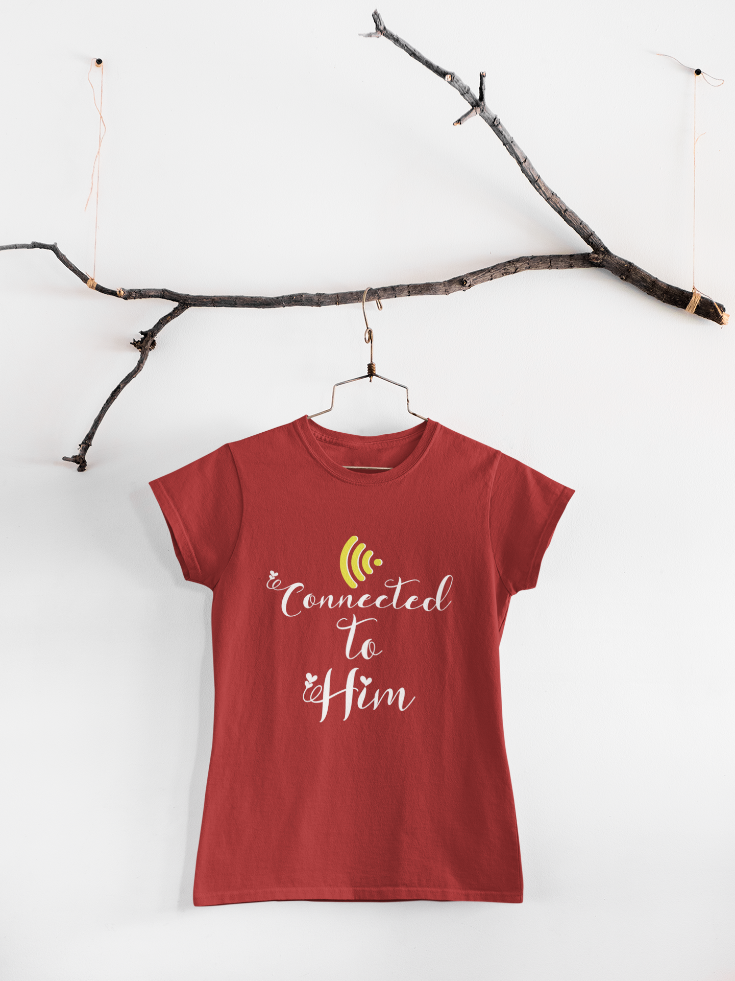 Connected To Him Couple Half Sleeves T-Shirts -FunkyTeesClub