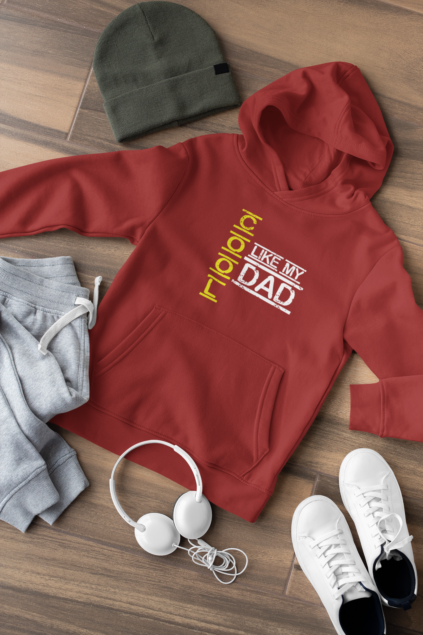 Cool Like My Dad Father and Daughter Red Matching Hoodies- FunkyTeesClub