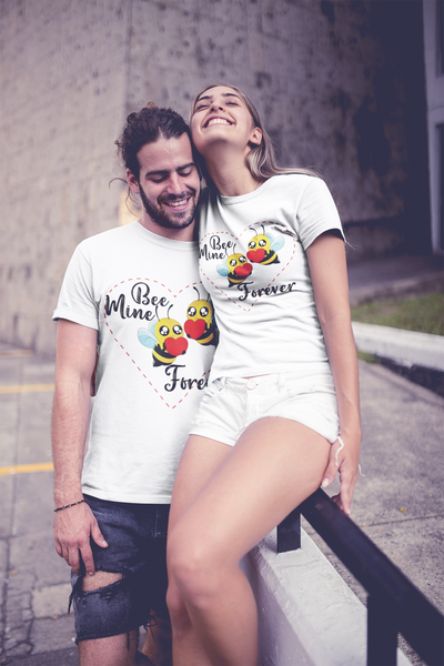 Bee Mine Couple Half Sleeves T-Shirts -FunkyTeesClub
