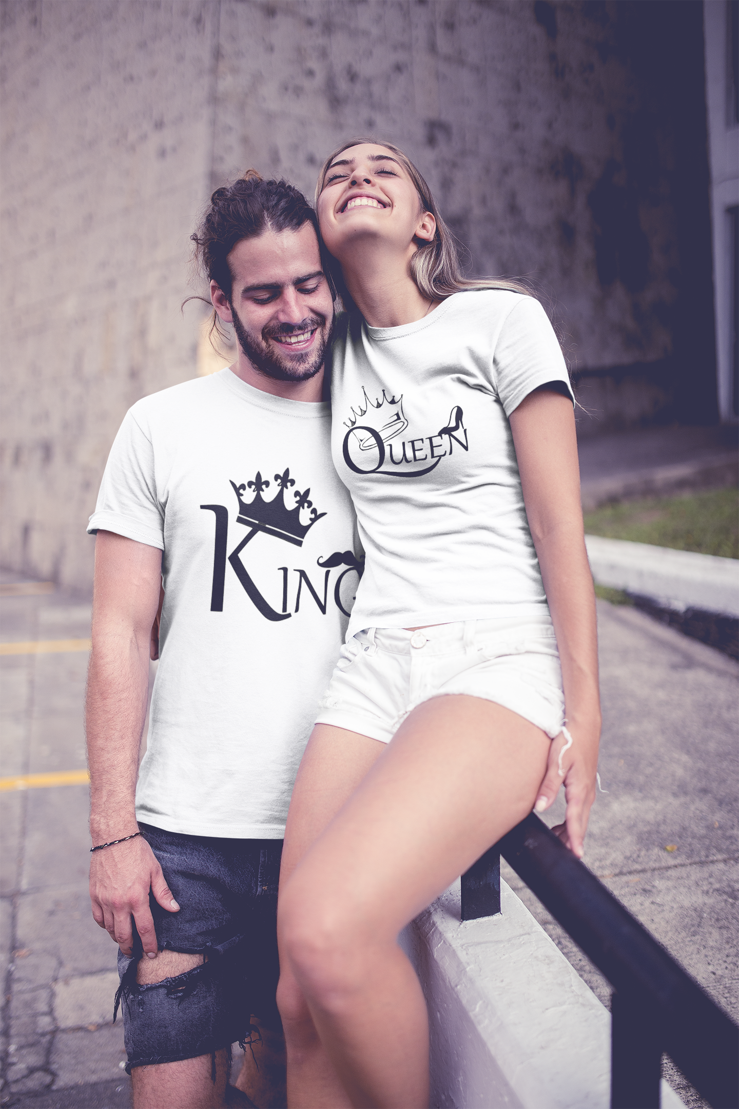 Queen King Couple Half Sleeves T-Shirts -FunkyTeesClub