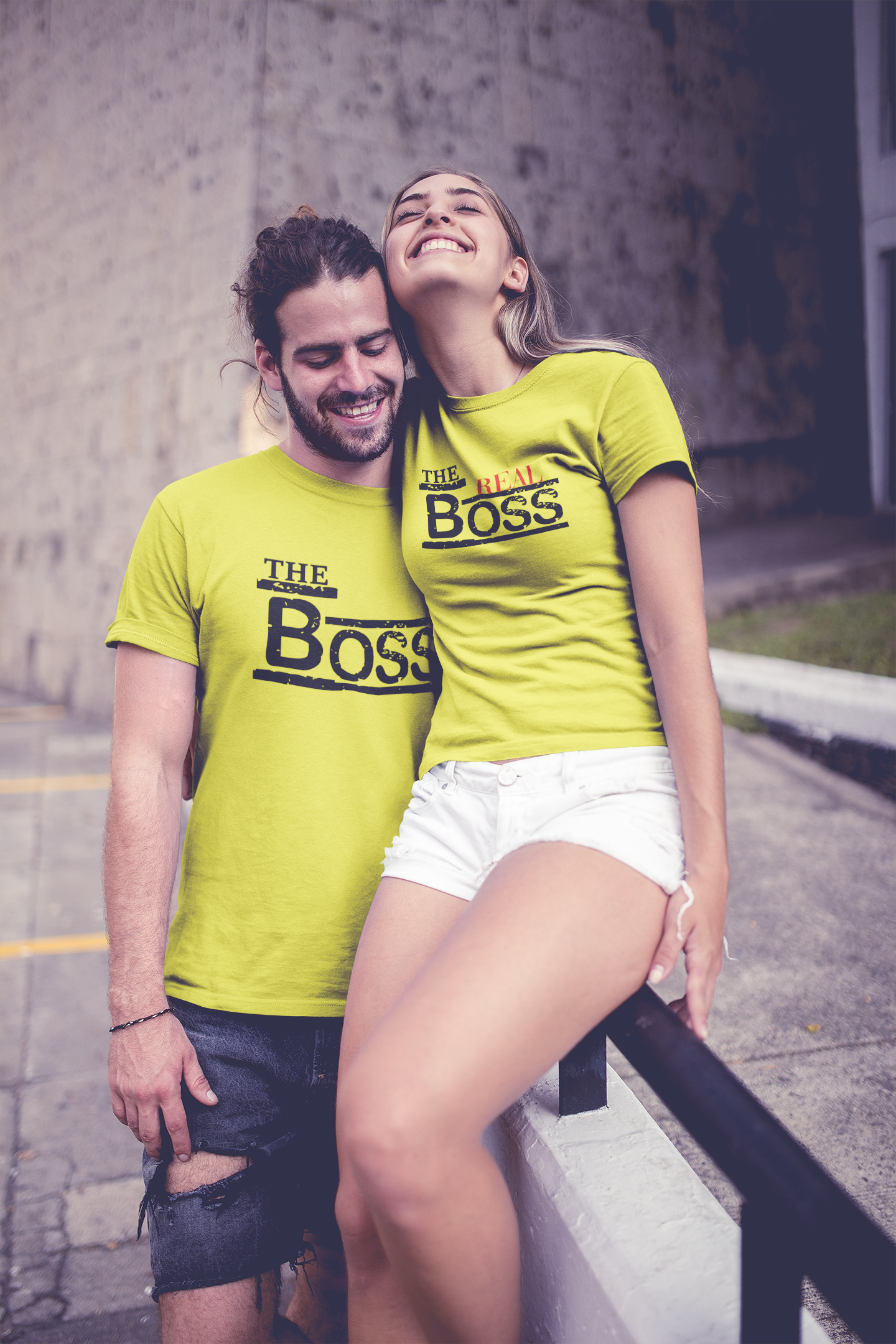 The Boss The Real Boss Couple Half Sleeves T-Shirts -FunkyTeesClub