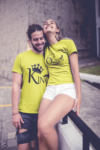 Queen King Couple Half Sleeves T-Shirts -FunkyTeesClub