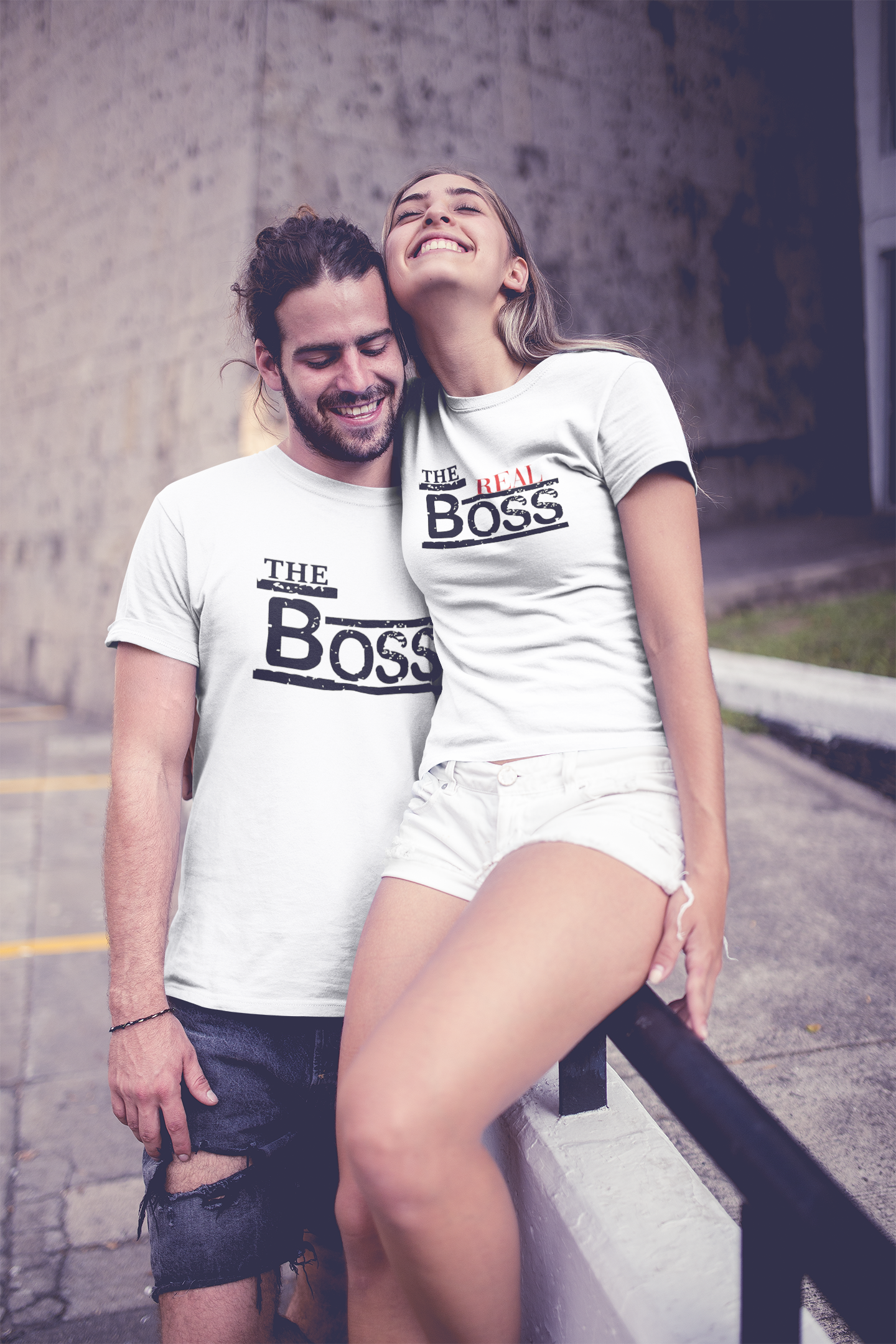 The Boss The Real Boss Couple Half Sleeves T-Shirts -FunkyTeesClub