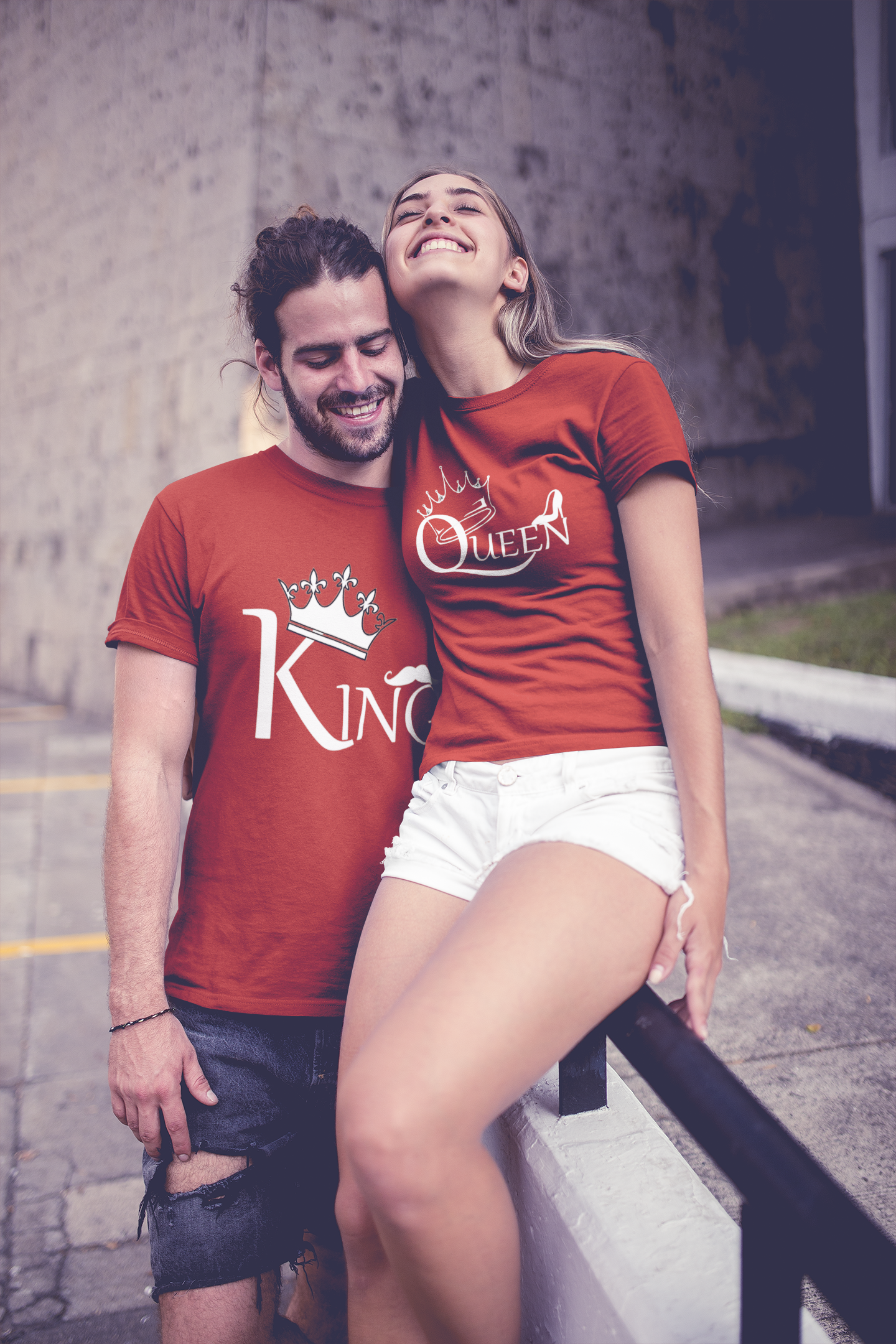 Queen King Couple Half Sleeves T-Shirts -FunkyTeesClub