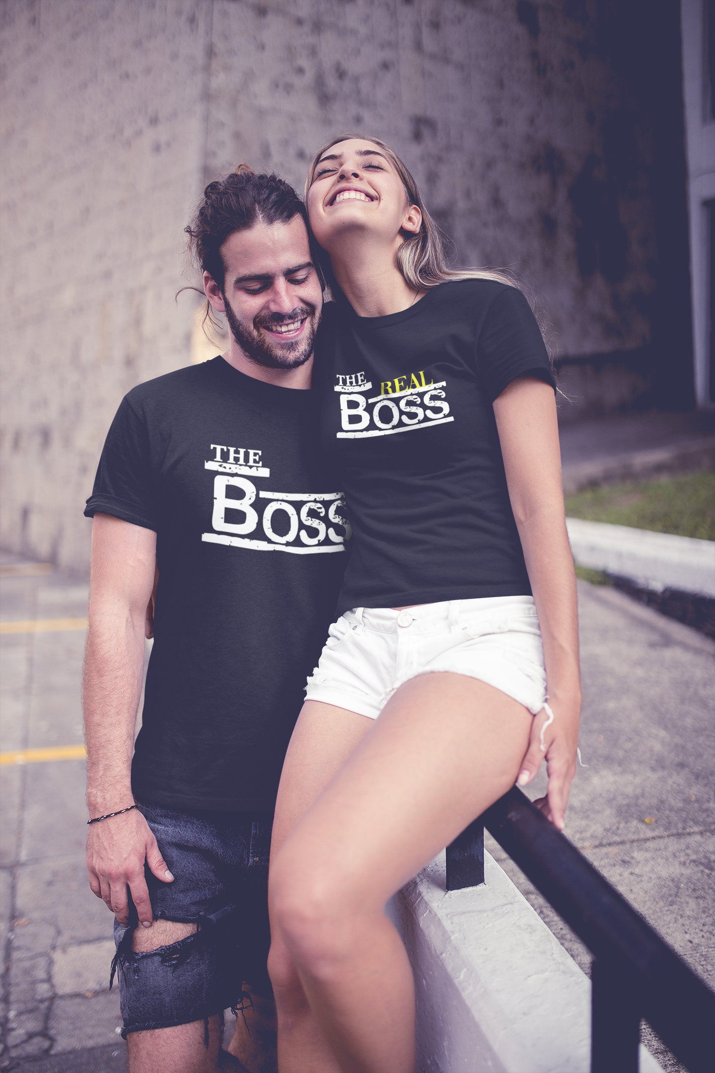 The Boss The Real Boss Couple Half Sleeves T-Shirts -FunkyTeesClub