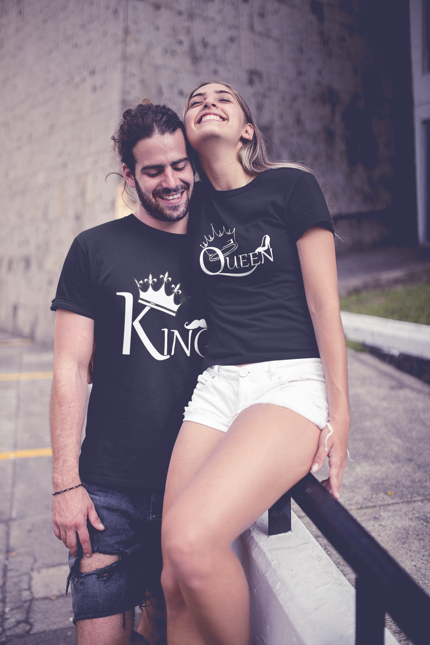 Queen King Couple Half Sleeves T-Shirts -FunkyTeesClub