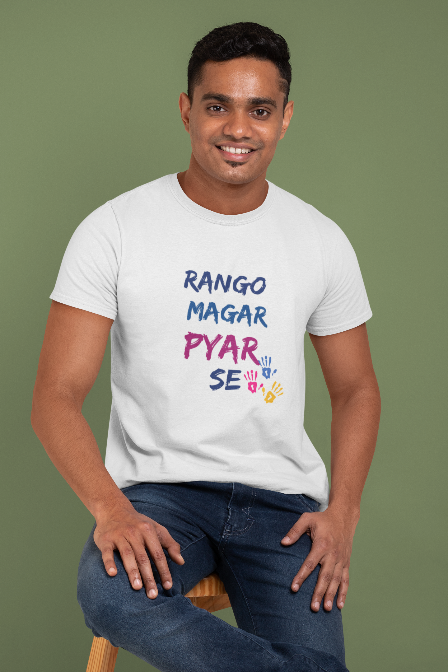 Rango Magar Pyaar Se Holi Mens Half Sleeves T-shirt- FunkyTeesClub