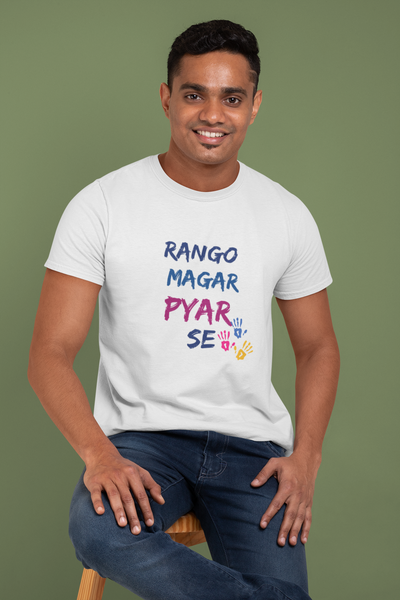 Rango Magar Pyaar Se Holi Mens Half Sleeves T-shirt- FunkyTeesClub