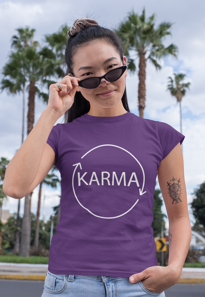 Karma Typography Women Half Sleeves T-shirt- FunkyTeesClub
