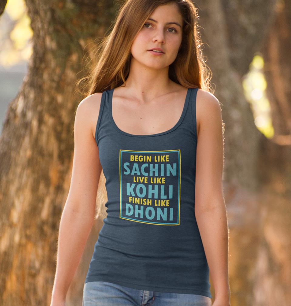 CRICKET Sachin Kohli Dhoni Women Tank Top-FunkyTeesClub - FunkyTeesClub
