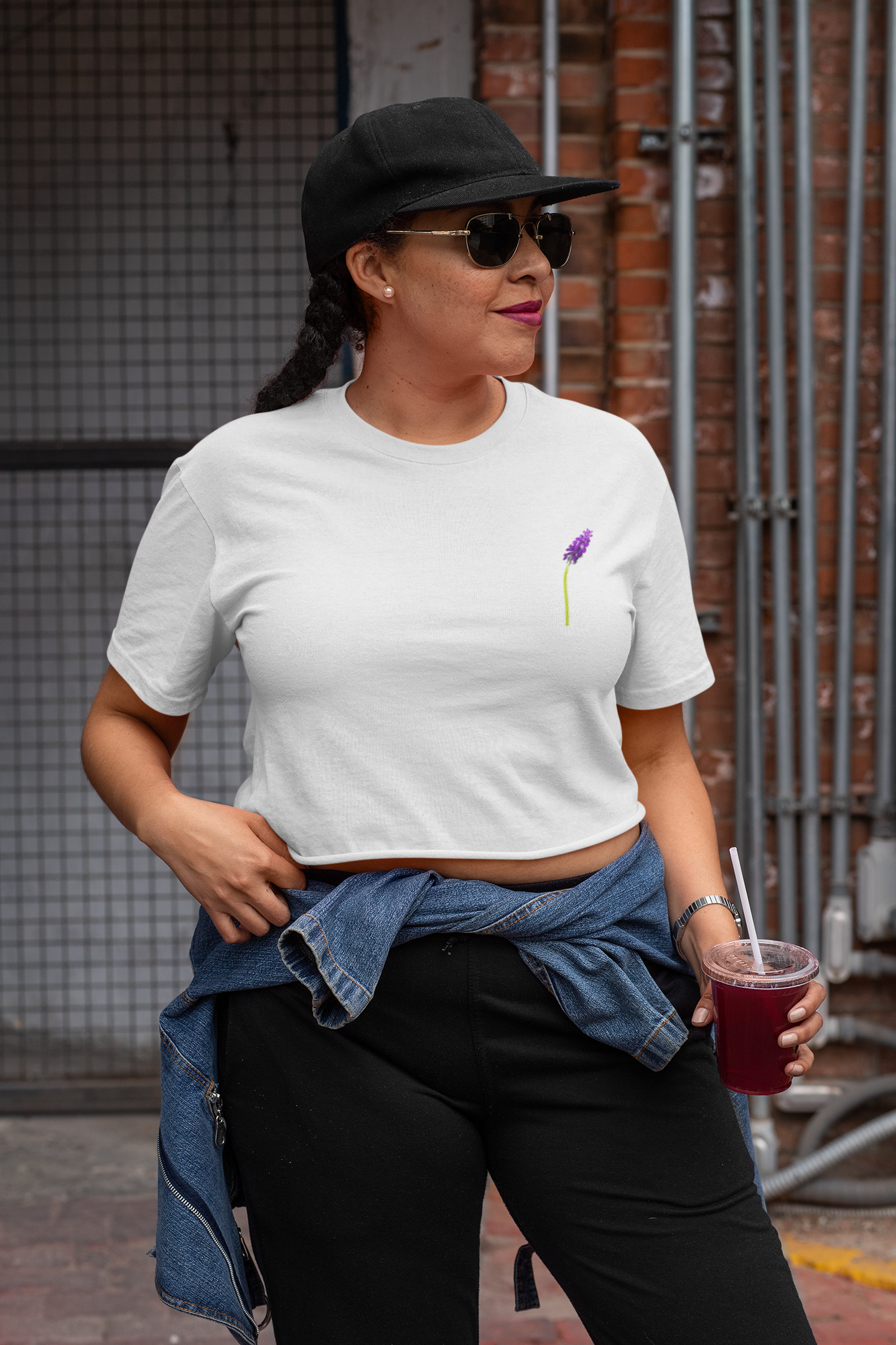 Lavendar Spring Minimals Women Crop Top- FunkyTeesClub