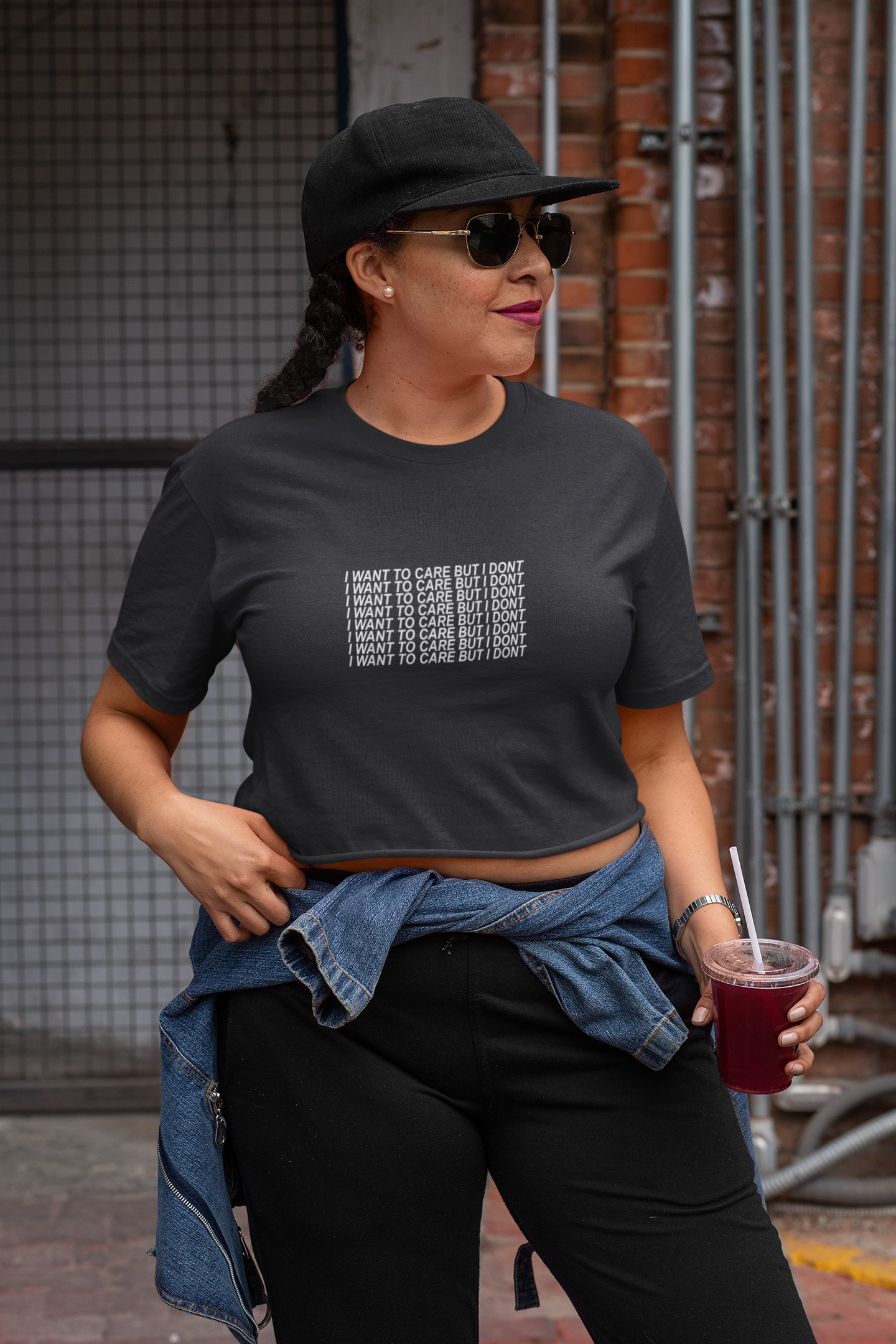 I Want To Care But I Dont Quotes Women Crop Top- FunkyTeesClub