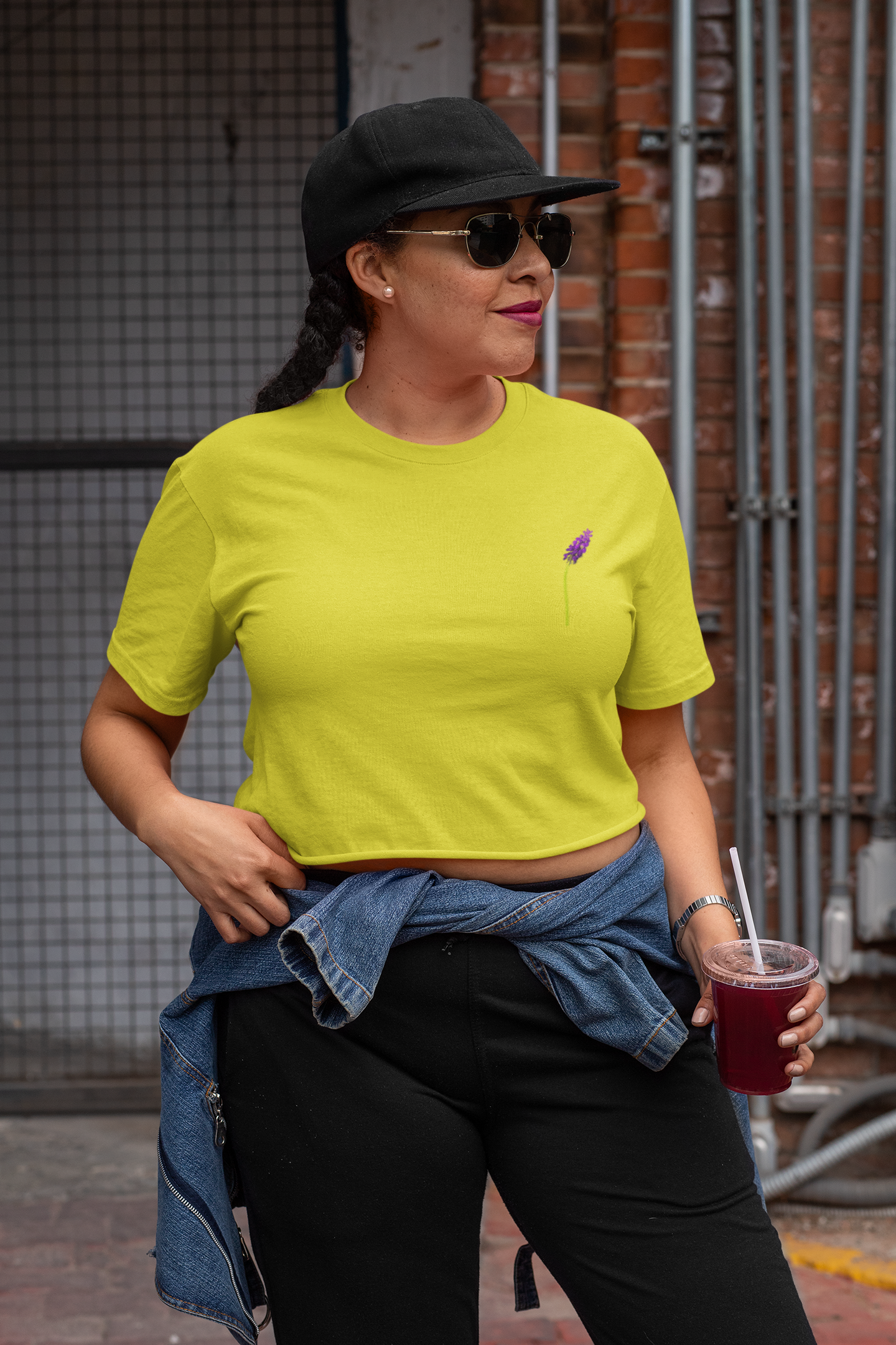 Lavendar Spring Minimals Women Crop Top- FunkyTeesClub